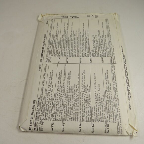 Simplicity 8938 Purse Pattern "Accessory Club" 6 diff pattern designs UNCUT - Picture 11 of 11